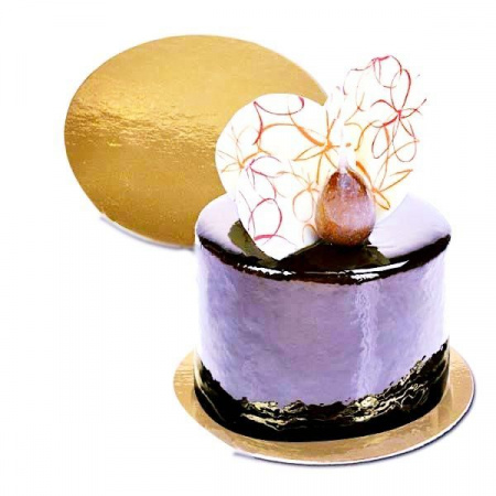 Подложка для пирожных Золото/Жемчуг 2х сторон. 0.8 мм, Ø 75 мм