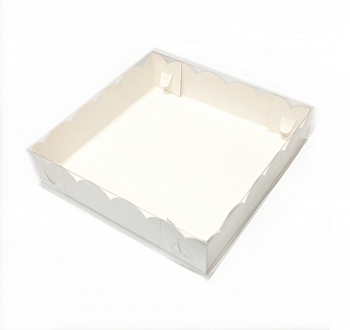 Коробка с прозрачной крышкой 25•25•4 см Белая (крышка+дно)