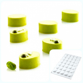 Силиконовая форма 3D для муссовых десертов и декора | Овал (Oval) мини на 35 ячеек