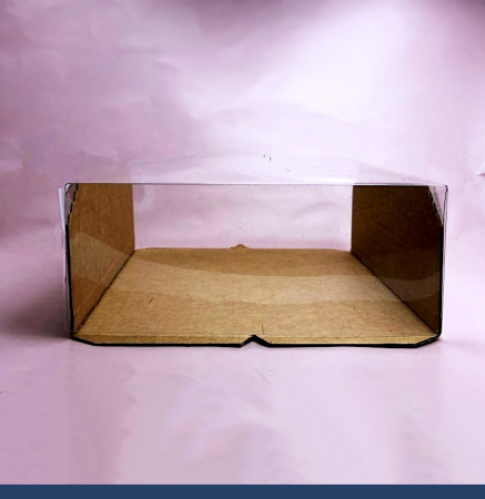 Кондитерская упаковка 21•16•6 см Крафт (прозрачная крышка+дно) | ПМ