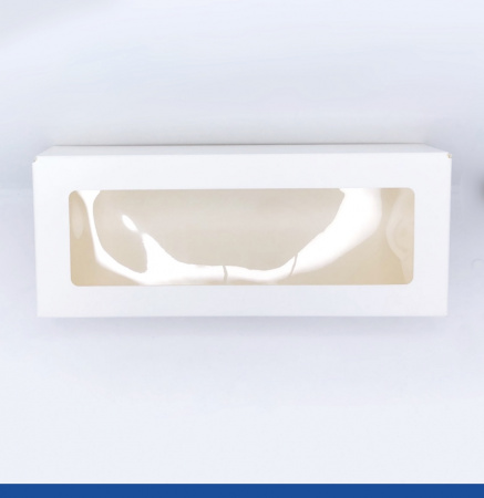 Кондитерская коробка Профи 25•10•6 см Белая с Окном (сборная)