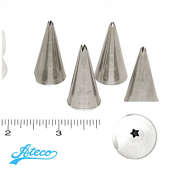 Кондитерская насадка открытая звезда №13, 14, 15, 262 Ateco | 5 лучей мини размер