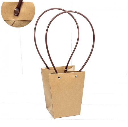 Пакет-Переноска (ваза для букетов) 20•17•12 см, КРАФТ